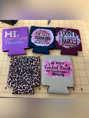 Hot off the press! Set of 6 Graphic Can Cooler Koozies